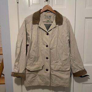 L.L. Bean Women's Beige Utility Jacket with Dark Brown Trim
